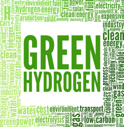 Green hydrogen - H2 vector illustration word cloud isolated on white background.